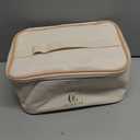 OCHEAL Beige Makeup Bag,Travel Makeup Organizer Bag, Large Capacity Cosmetic Bags For Women Large Travel Toiletry Bag Girls Traveling With Brush Slot And Divider-White