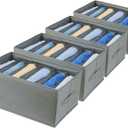 Extra Large Clothes Closet Organizer 6 Compartments for Jean Sweater Sheets to Shirt - Divided Clothing Storage Boxes for Closet, Wordrobe, Bedroom, Shelf (4pc Gray)