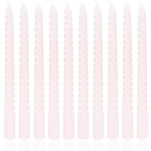10 Inch 10 Pack Soft Baby Pink Spiral Taper Candle Set, Dripless Long Burning Time Candlesticks for Dinner Baby Shower Party Brithday Wedding Engagement Party and Home Decor
