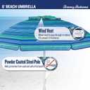 Tommy Bahama 6' UPF 50+ Tilt Beach Umbrella with Integrated Sand Anchor, Wind Vent, and Carry Bag