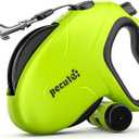 Pecute 32ft Retractable Dog Leash with Reflective Strips, 360° Tangle-Free, One-Button Control & Sturdiness Nylon Material, Long Leash Retractable with Poop Bag Holder for Medium Large Dog