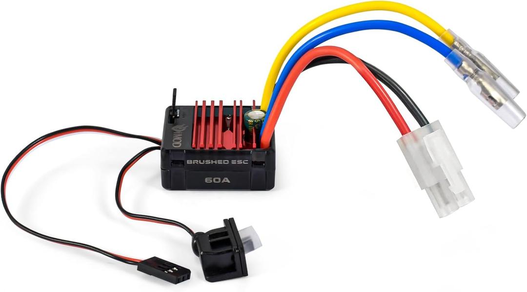 2026 New 60A Brushed 2-3S Waterproof ESC, Electronic Speed Controller with Power Witch, WP 1060 RC ESC for 1/10 Scale RC Crawler Car, Boats, Truck (Tamiya Plug)