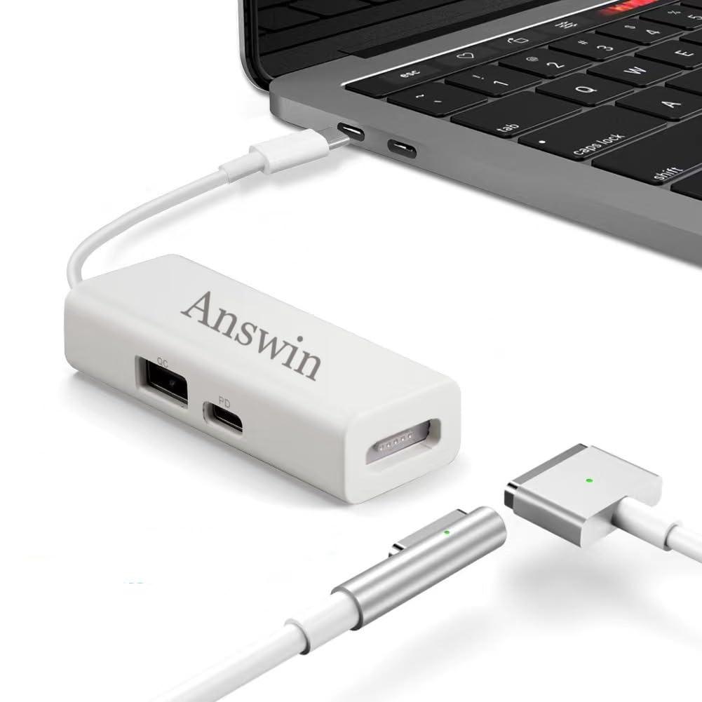 Mag-Safe to USB C Adapter 3-in-1 Mag-Safe 1 & 2 Adapter & USB C PD & QC USB (Charing Only) for iPhone 15 Series, M1/M2 MacBook, MacBook Air and More USB-C Devices (0.60 ft)