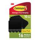 Command 10 lb Medium 16 Pairs Picture Hanging Strips (32 Strips), Damage-Free Hangers for Picture Frames, No Tools Required, Great for Home Room Wall Decor, Black Adhesive