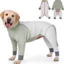 Dog Onesie Coat - Water-Repellent & Stretchable, Dirt-Resistant Outdoor Puppy Suit with Reflective Strips | Controls Shedding | for Small, Medium, Large Dogs (Beige, 5XL(Weight 65-88 lbs))