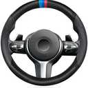 Carbon Fiber Steering Wheel Cover, Non-Slip and Sweat Absorbent, 15" Steering Wheel Covers for X5 X3 Men Women, Black (Black Suede ///)