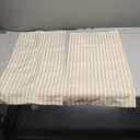 jinchan Linen Kitchen Curtains Striped Tier Curtain Ticking Stripe Pinstripe Cafe Curtains 24 Inch Length for Living Room Bathroom Farmhouse Rustic Curtain Rod Pocket 2 Panels Beige