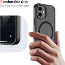 Vnnink for iPhone 12 Case & iPhone 12 Pro Case,Magnetic Matte Military Grade Drop Protection Translucent Cell Phone Cover - Slim Rugged Durable Shockproof Bumper Cover-Black