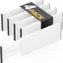 SpaceAid Bamboo 4 Pack Dresser Drawer Dividers, 4.65 High Adjustable 12.5-17 Drawer Organizers, Expandable Organization for Clothing, Clothes, Dressers, White