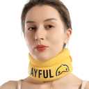 Velpeau Fashion Neck Brace for Sleeping -Soft Cervical Collar for Snooze, Anti Snoring, Sleep Apnea, Foam Wraps Keep Vertebrae Stable Relief Pain and Support for Women & Men (Yellow, M: 11.5-14 inch)