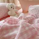 Nayoroom Gingham Duvet Cover Full Size Pink White Plaid Checkered Comforter Cover Grid Farmhouse Bedding Set 3 Pcs Soft Breathable Washed Microfiber Gifts for Women Men