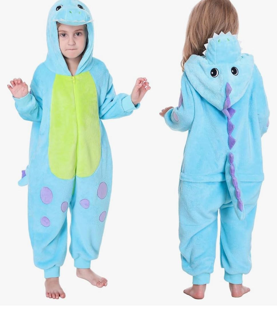 TONWHAR Kids Cartoon Animal Onesie Pajamas Halloween Cosplay Costume Jumpsuit Partywear for Boys & Girls(7-8 Y)