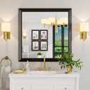 Amorho Black Bathroom Mirror, 36x36 Inch Thick Metal Framed Wall Mirrors for Over Sink, Bedroom, Living Room, Entryway, Rectangle Wall-Mounted Mirrors(Horizontal/Vertical).