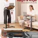 Sakugi Overbed Bedside Table with Wheels, Right-Side Tilt Top, 29.1"–39" H, 12.9" D × 27.6" W × 29.1"–39" H