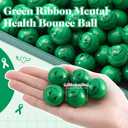 VioraWhite 100 Pcs Mental Health Awareness Gift Green Ribbon Bouncy Balls Bulk Mental Health Matters Stress Relief Balls Green Ribbon Week Items for Events Charity Education Supplies