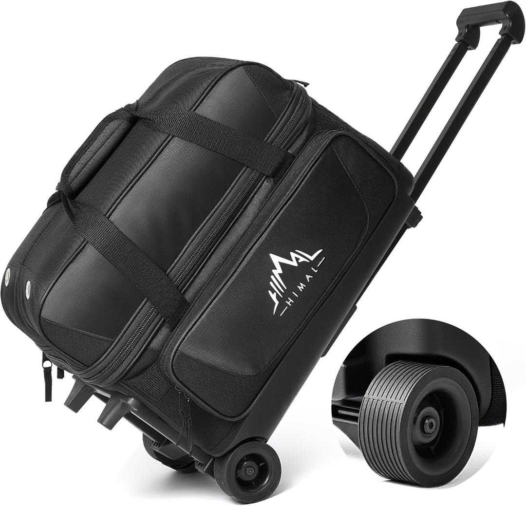 2-Ball Bowling Bag, Large Storage Pocket
Fits US men's size 15 shoes,oversized accessory pocket, retractable handle extends to 40",durable wheels, lightweight design