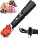 Heated Ice Cream Scoop Rechargeable, Electric Ice Cream Scooper with Removable Battery &Drip-Proof Stand, OneTouch 3 Fast Heating Levels, IP68 Waterproof, Food-Grade Metal for Hard Ice Cream