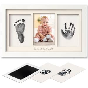 Inkless Hand and Footprint Kit, Boy, Girl, Newborn Keepsake - No Mess Ink Pad for Baby Handprint, Clean Touch Paw Print Kit for Dog Picture Frame,Personalized Baby Christmas Shower Gifts(Alpine White)