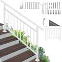 5-Step White Metal Handrail for Outdoor Steps
