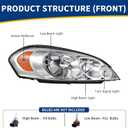 AUTOSAVER88 Headlight Assembly Compatible with 2006 2007 2008 2009 2010 2011 2012 2013 Chevy Impala 2014-2016 Impala Limited 06-07 Monte Carlo Headlamp Replacement Pair Chrome Housing Amber Reflector