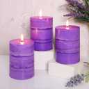 3" x 4" Handmade Pillar Candles Lavender Scented Purple Decorative Modern Aesthetic Long Clean Burning Fragrance Candle for Wedding Spas Meditations Christmas Home Decor,Set of 3