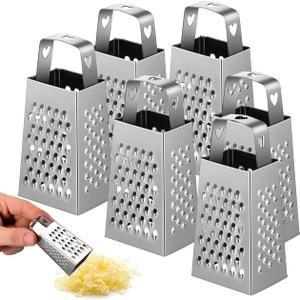 6pcs Mini Cheese Grater, Efficent Kitchen Gadget Stainless Steel Four-sided Box Grater for Kitchen Multi-function Vegetable Slicer Shredder Cheese Garlic Carrots Chocolate Dishwasher