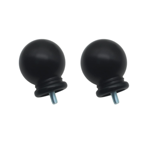 ZZLZX Round Curtain Rod Finial 2PCS Black Plastic Drapery Pole Ball Ends Drapery Rod Finials (Screw Dia. 5mm/0.2in, Ball Dia. 35mm/1.4in, for 16mm/0.6in Rod)