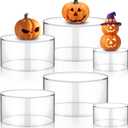 6 Pcs Acrylic Display Risers, Clear Round Nesting Pedestal Stands with Hollow Bottom, 3 Sizes 5.91'' 5.12'' 3.54'' for Jewelry Dessert Buffet and Party Display