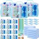 Reallnaive 98 Pcs Bachelorette Pool Party Favors Jelly Basket Beach Towel Sunglasses Bachelorette Party Supplies for Bridal Shower (Blue)