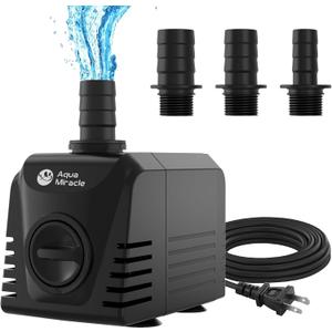 AquaMiracle Submersible Water Pump Aquarium Water Pump with Flow Control, Pond Pump Fountain Pump for Pond, Fountain, Waterfall, Statuary, Water feature, Hydroponics (400GPH, 25W)