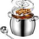 118oz Stainless Steel Jumbo Bacon Grease Container with Removable Strainer, Grease Spoon and Dust-proof Lid, Kitchen Filter Pot for Storing Fat, Bacon Drippings, Lard and Ghee oil