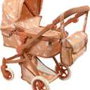 Convertible Combo Baby Doll Stroller for 3 Year Old Girls & Up | Play Toy Baby Stroller for Dolls, Folding Adjustable Bassinet Carriage Buggy with Storage Basket (Beige Butterfly)