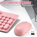 Wireless Keyboard and Mouse Combo, Full Size Compact Quiet Wireless Keyboard and Mouse Set 2.4G Ultra-Thin Sleek Design for Windows, Computer, Desktop, PC, Notebook, Laptop,Round Keys Pink