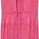 Daddy's New Fishing Buddy Girls Kids 60s 70s Outfits Disco Hippie Costume Fringe Vest Set (Pink)