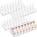 Tuanse 4 Pcs Acrylic Makeup Compact Organizer Detachable 8 Spaces Clear Vanity Drawer Organizer Eyeshadow Palette Storage for Lipstick Highlighter, Skincare Cosmetic Display Cases for Bathroom