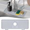 Kitchen Sink Splash Guard, Silicone Faucet Guard & Draining Mat, 10 Large Slope Sink Faucet Mat Splash Guard, Bathroom Sink Organizer, Kitchen Sink Accessories Gadgets, 14.2 x 5.1, Gray