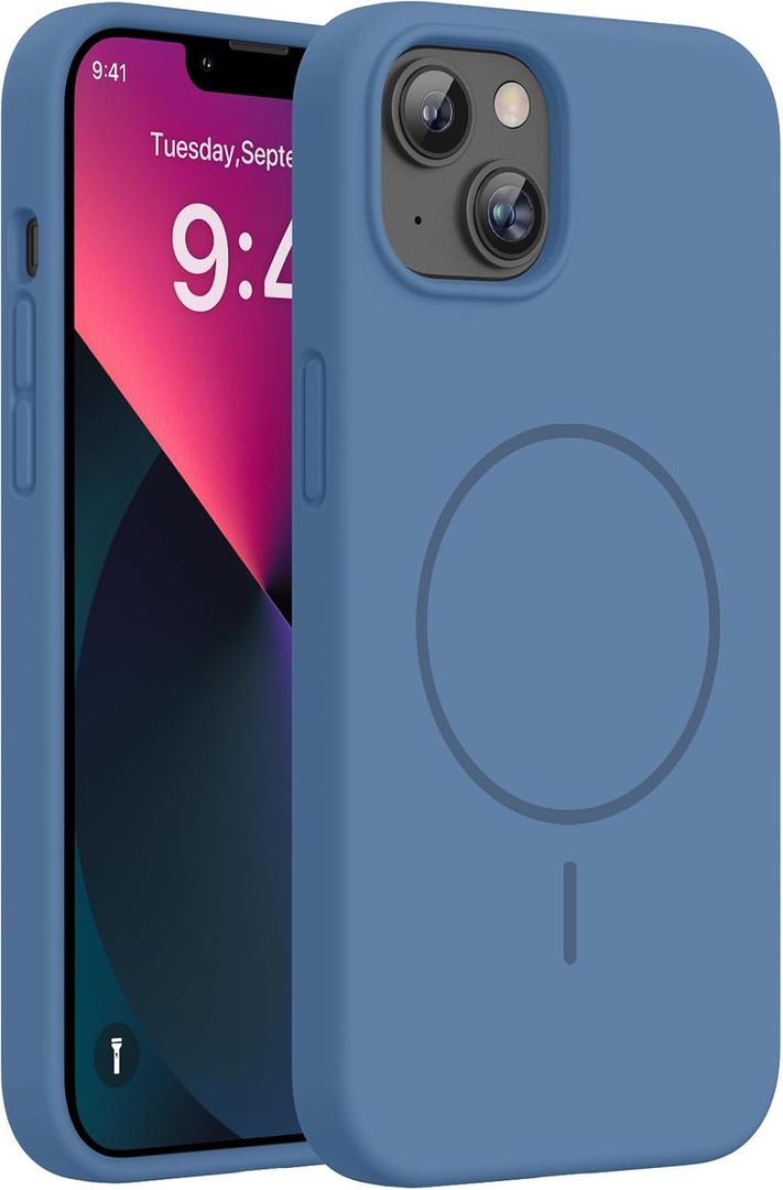 Miracase Silicone & Magnetic for iPhone 13 Case, Glass Blue