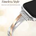 Moolia Bling Metal Bracelet Compatible with Apple Watch Bands 38/40/41/42mm Women, Designer X Shaped Bangle Strap Dressy Jewelry Wristband for iWatch Series 11 10 9 8 7 6 5 4 3 SE Ultra 3/2/1, Silver/Rose Gold