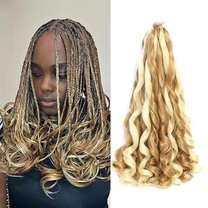 French Curly Braiding Hair 12 Inch 8 Packs - Pre Stretched Bouncy Braiding Hair- Loose Wavy Synthetic Hair Extensions For Black Women (12 inch 8 packs 27/613)