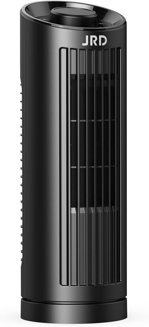 JRD 13" Tower Fan for Bedroom, 23ft/s Bladeless Desk Fan with 3 Speeds, 80 Degree Oscillating, Quiet Operation, Compact & Portable Table Fan for Bedroom Home Office Desktop
