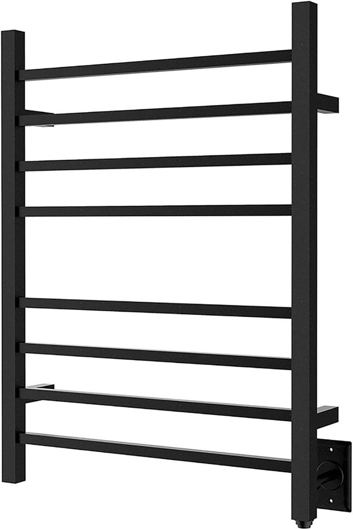 HEATGENE Towel Warmer, Heated Towel Warmer Rack, Wall-Mounted Hardwired/Plug-in Electric Towel Warmers for Bathroom, Hot Towel Rails - Matte Black (H 31.49  W 23.62)