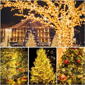 LED String Lights Outdoor PVC Coated, 200 LED Fairy Lights Outdoor String with 8 Modes, Decorative Lights Waterproof Military Green Wire Twinkle Lights for Patio Yard Garden Tree Party (Warm White)