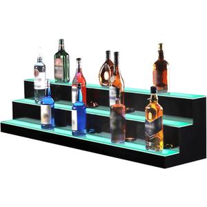 MESAlLUP Acrylic 60 Inch 3 Tier LED Liquor Bottle Display Shelf, Lighted Bar Shelves with Remote Control, Mulit Color Lighting for Home Mini Bars Decor, Restaurants & Party Use