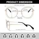 Zeelool Square Metal Frame Glasses for Women Eyeglasses with Clear Lens Anti Eyestrain & UV from Computer/TV/Phone ZJGM923220 (Gold)