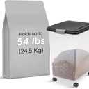 IRIS USA Airtight Dog Food Storage Container, Up to 54 lbs, Attachable Wheels, For Dog Cat Bird and Other Pet Food Storage Bin, Keep Fresh, Translucent Body, Easy Mobility, Black