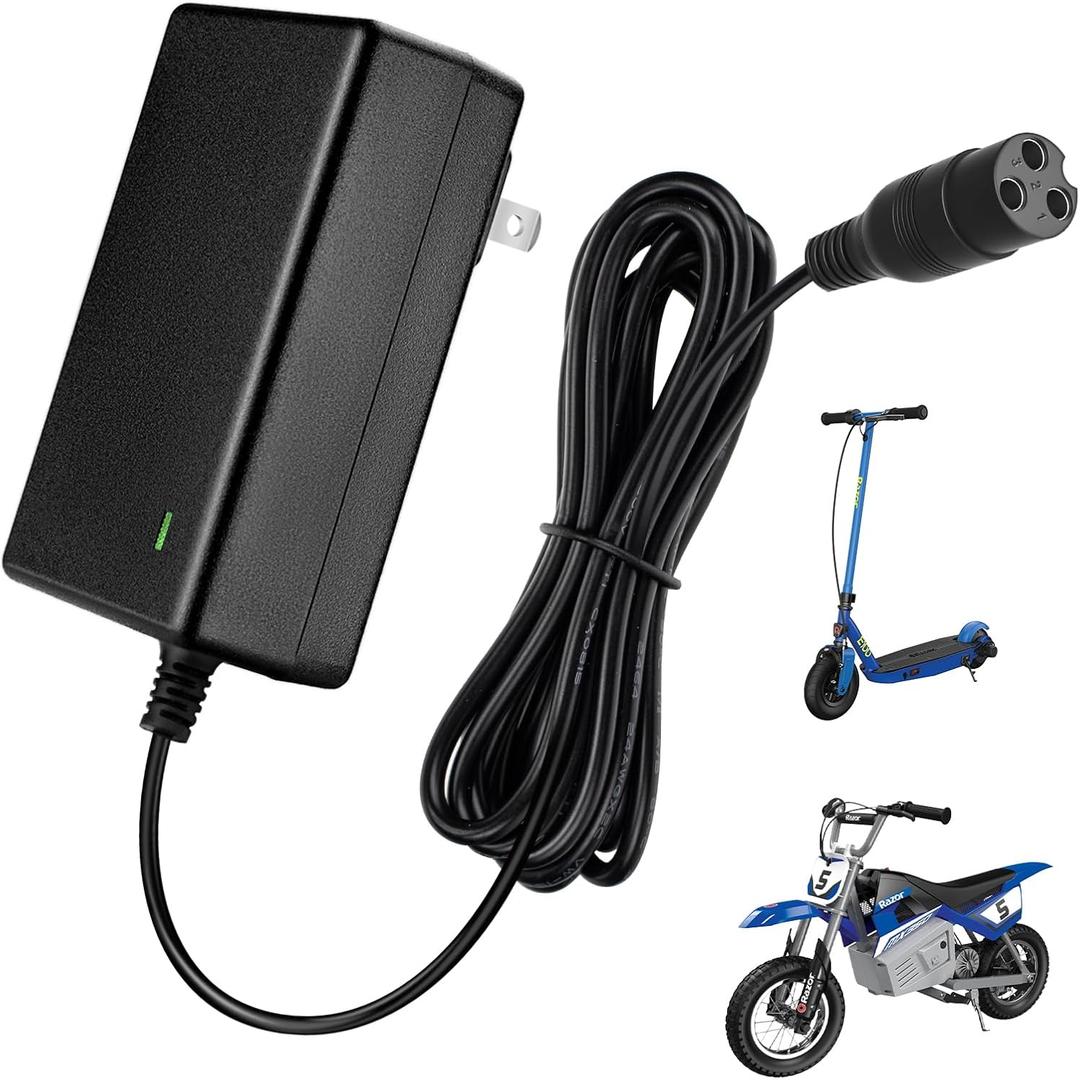 24V Electric Scooter Razor Charger for Razor MX350 Dirt Bike MX400 Dirt Rocket PR200, E100 E200 E300 E500 Quad Pocket Mod Sports Mod Motorcycle 24V 2000mA Charger