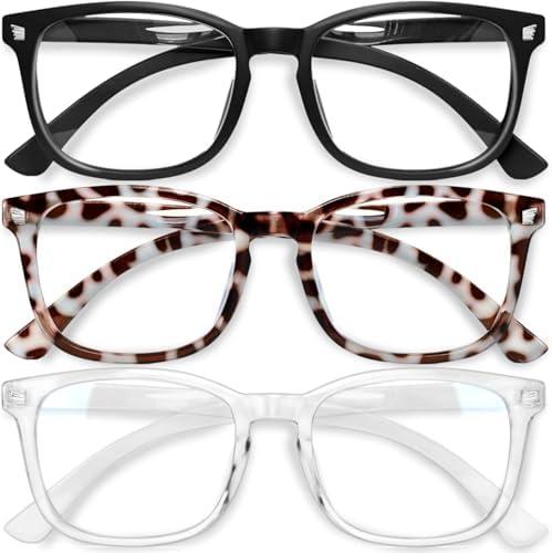 Gaoye Stylish Blue Light Glasses for Woman - Computer Glasses 99% Blue Light Blocking - Lightweight TR90 Frames - 3 pack