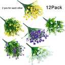 WILLBOND 12 Bundles Artificial Flowers Outdoor, UV Resistant Faux Artificial Plants Shrubs Plastic Flower Bulk for Hanging Planter Porch Window Home Spring Summer Decor(Yellow, Purple, White)