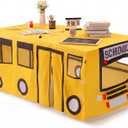 Oudain 10ft x 7.5ft Large Tablecloth Playhouse for Kid Table Fort Cover Table Cloth Tent Playhouse for Dining Room Birthday Indoor Outdoor Party Playground (Yellow Color, School Bus Style)