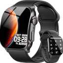 Smart Watch for Men, 2.01" AMOLED Curved HD Screen Smart Watch, Fitness Tracker with 24/7 Heart Rate/Sleep Monitor, IP68 Waterproof Running Watch, Compatible with iOS & Android for Daily Workout Black